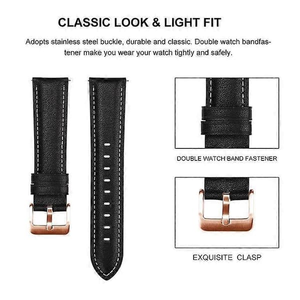 Til Garmin Forerunner 265S/ 255S/ Venu 2S Urrem 18mm Ægte Læderrem, Rosaguld Spænde