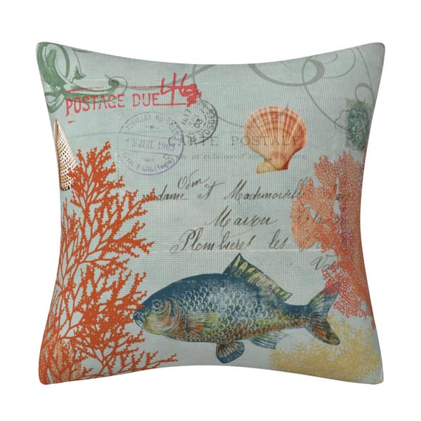 Sea Theme Pillow Cover, Soft 45x45 cm, Sea Life, Cushion Cover (without insert), Decorative Square Sofa Pillow