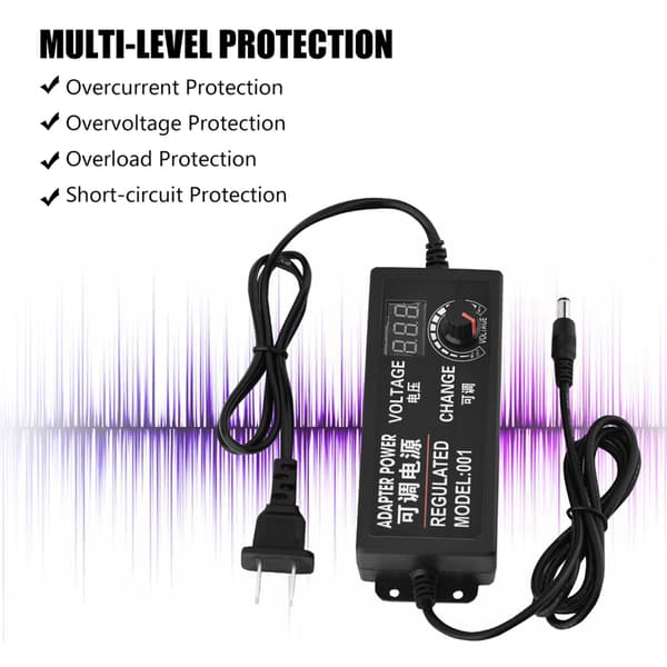 Adjustable Power Adapter 9-24V 3A - AC/DC Supply, Anti-interference