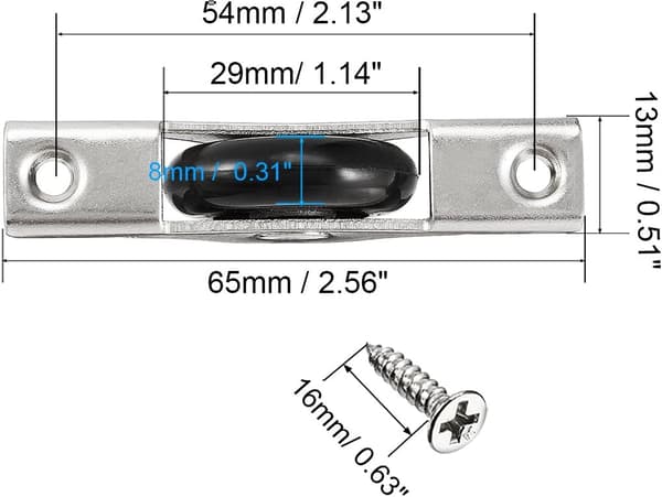 Rolling Sliding Door Glass Window Roller Electroplated Nylon Single Wheel 29mm Diameter Black 2pcs
