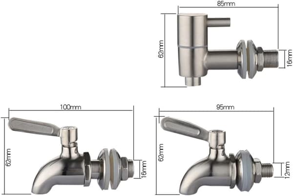 Rustfri fatkran, eddikkran, drikkedispenser, vin- eller ølkran (12 mm)