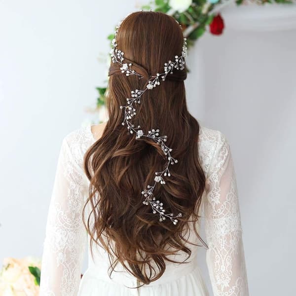 50 cm brudeslør hårvin bryllup rhinestones jenter damer
