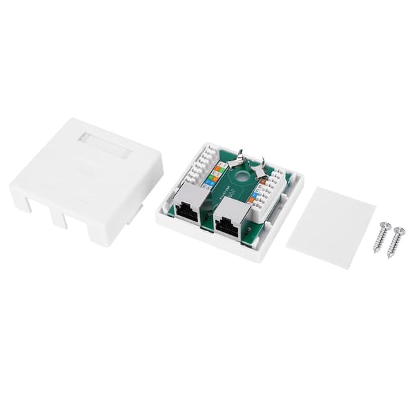 Super 5 Shield RJ45 8P8C Wall Plug Coupling Adapter 2 Port Desktop Extension Cable Mounting Box Surface Mount Jack