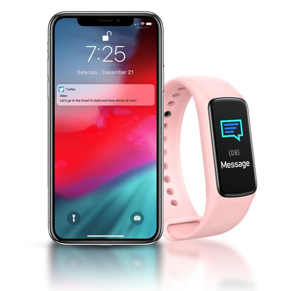 Activity bracelet with pulse, blood oxygen, pedometer Pink