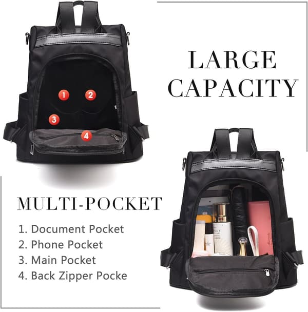 Women's Backpack Waterproof Nylon School Bag Anti-theft Shoulder Bags