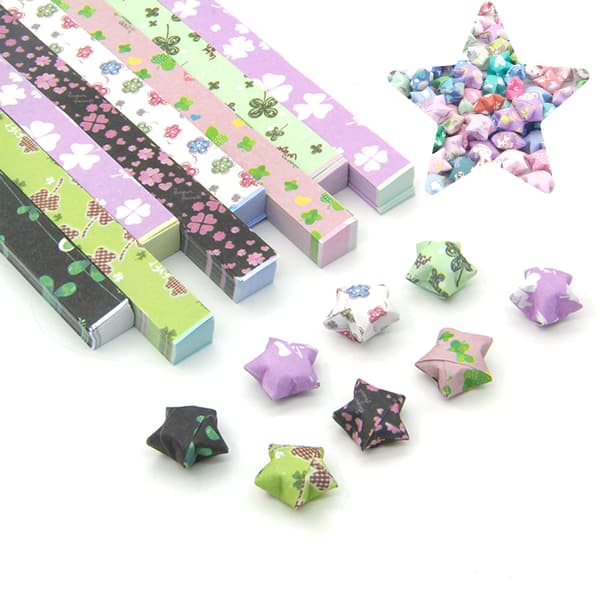 2160 origami stjärnpappersremsor – flerfärgad – för barn