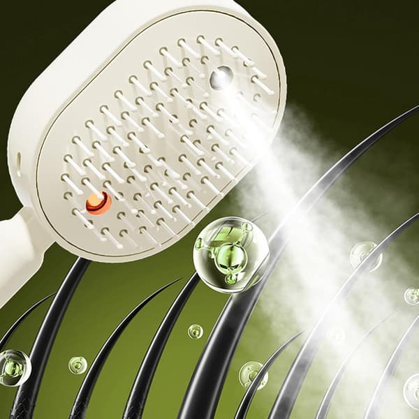 Electric Spray Hair Brush - Essential Oil Diffuser Scalp Massager, with Red Light Function, Anti-static (without essential oil) white white