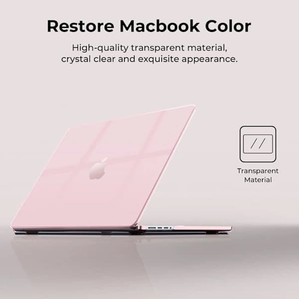 Hard Shell Case for MacBook Air 13.6  \" M2 M3 M4, Touch ID Compatible Color: Crystal Pink