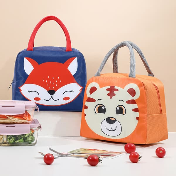 Cute Cartoon Fox Pattern Waterproof Large Capacity Thermal Insulation Lunch Bag for Women Men