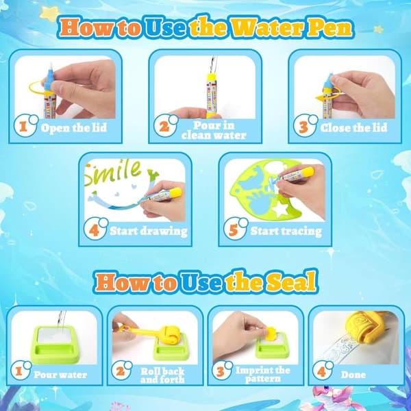 Vandtegnetæppe til Børn 1-6 År – Interaktiv Tegneleg & Aqua Magic Doodle-måtte til Piger og Drenge #7
