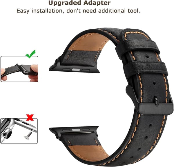 Sort - Kompatibelt Apple Watch-rem 45mm 44mm 42mm 49mm læder