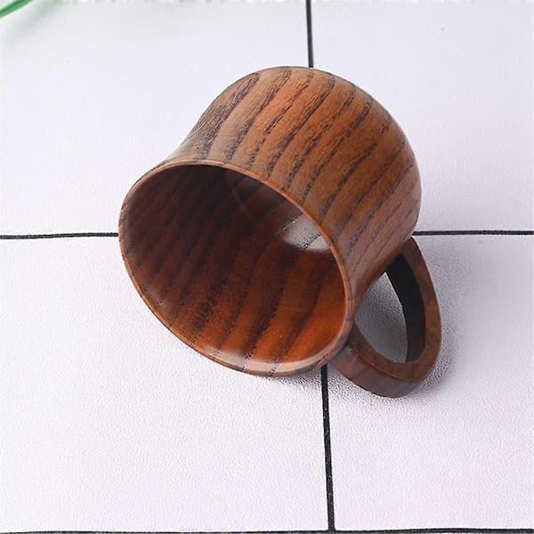 2 Pieces Wooden Cup Solid Wood Cup with Handle Sour Jujube Solid Wood Water Tea Cup Trumpet Cup for Kitchen Living Room