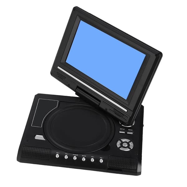 Portable DVD Player with 7-inch Swivel Screen, Rechargeable Battery, Car Charger, Gamepad - EU Plug