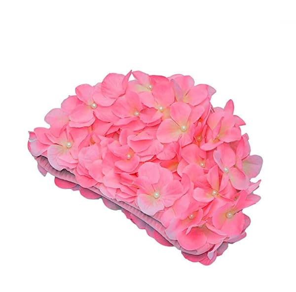 Retro badmössa med blommigt tryck i vintagestil, rosa