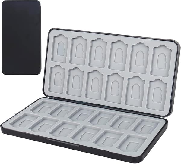 Card Storage Case, Compatible with Card Games, Nintendo Switch Storage, Storage Box, Soft Silicone with 24 Slots, Protective Organizer, Black