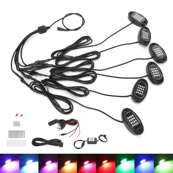 LED Rock Light Kit 1V6 Bluetooth-fjärrkontroll Färgglad för bilmotorcykelchassi