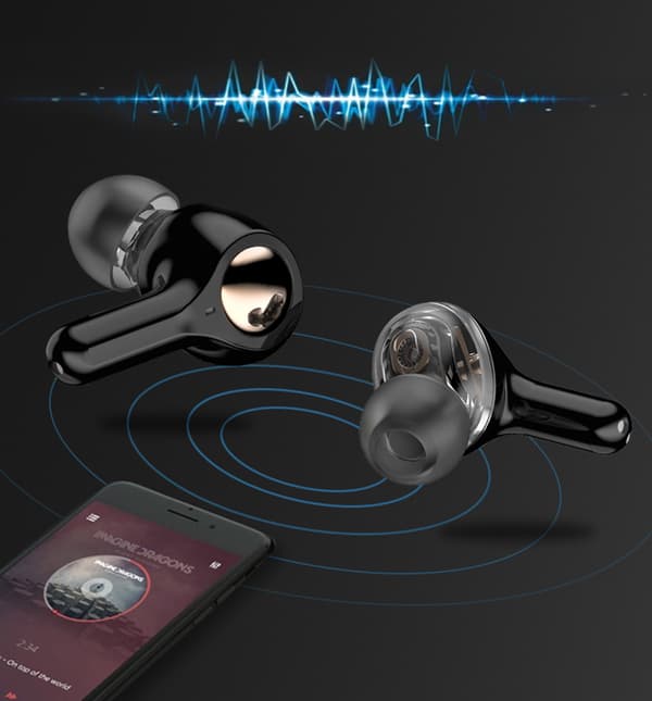 Trådløse Bluetooth 5.0 hodetelefoner med doble dynamiske høyttalere Hvit