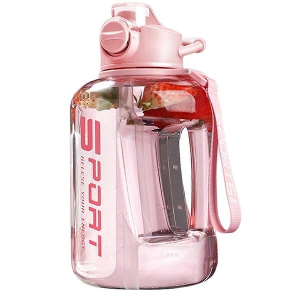 1700ml/2500ml vesipullo pillillä ja mitta-asteikolla, suuri urheilupullo harjoitteluun, pinkki