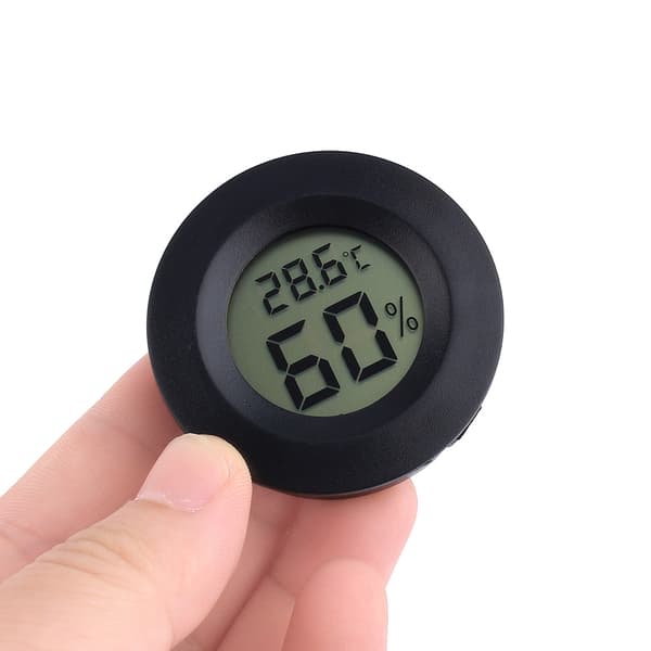 Hilitand Digital Cigar Humidor Hygrometer Termometer Sort Rund Urskive Lagertilbud