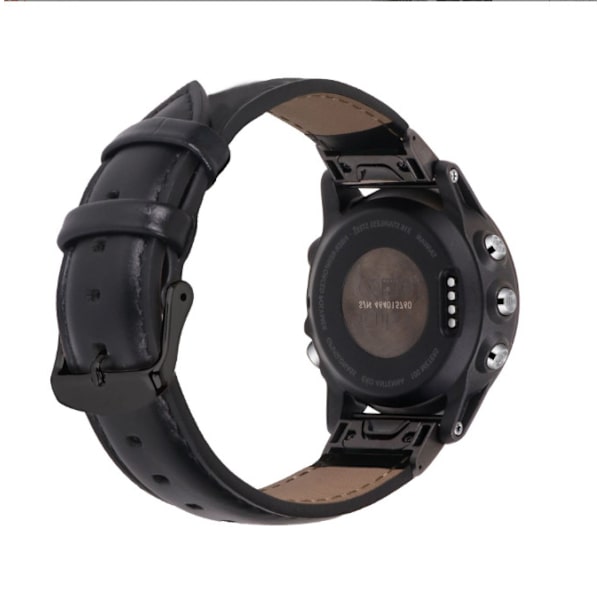 Ægte læderurrem til Garmin Fenix 7S/6S/5S - Quick Release Sort 20 mm Sort