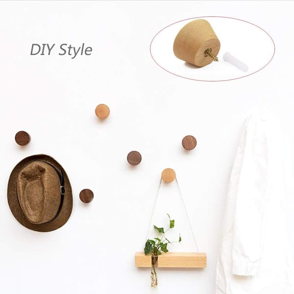 Rustic Wooden Wall Hooks, Natural Solid Beech Wood Hangers, Water-Resistant Surface for Hanging Items in Various Rooms Including Bedroom and Hallway