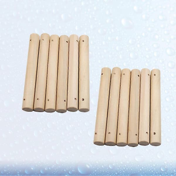 Solid Wood Dowels with 3mm Hole for DIY Pet Ladder, 25 Pcs Craft Sticks for Woodworking, Toy Building, and Model Projects