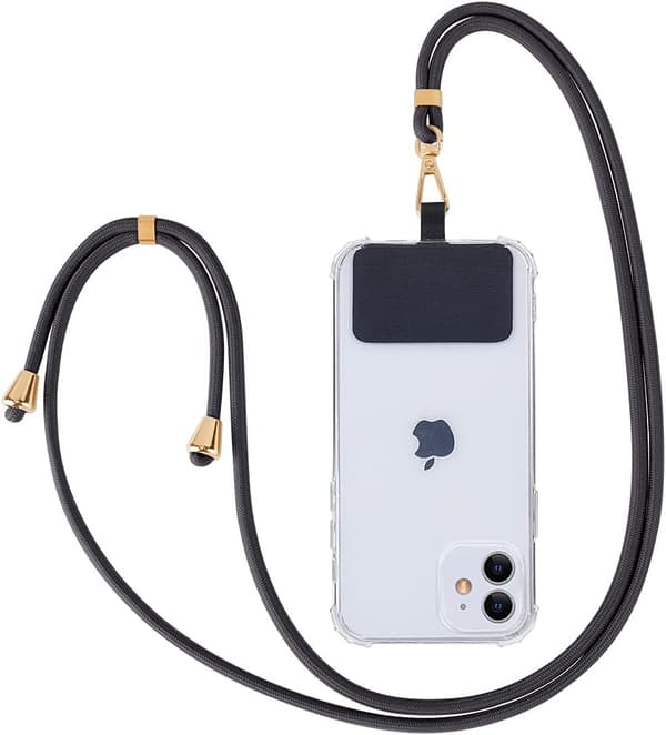 Universal Phone Lanyard Adjustable Necklace - durable, black - for outdoor use