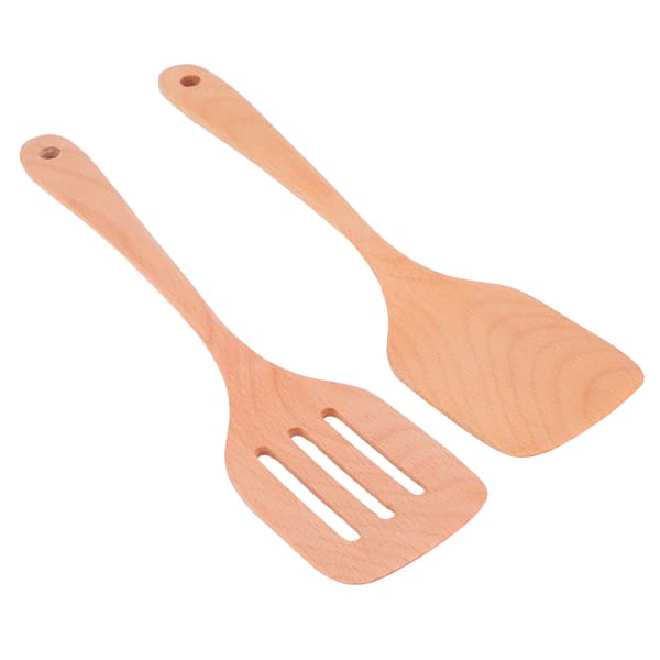 2-pack Wooden Spatula Set Eco-Friendly Non-Stick High Heat Resistant Kitchen Utensil