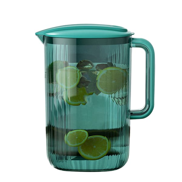 Water Pitcher Transparent Large Capacity Plastic High Temperature Resistant Beverage Jug for Teas Juices Lemonade Green