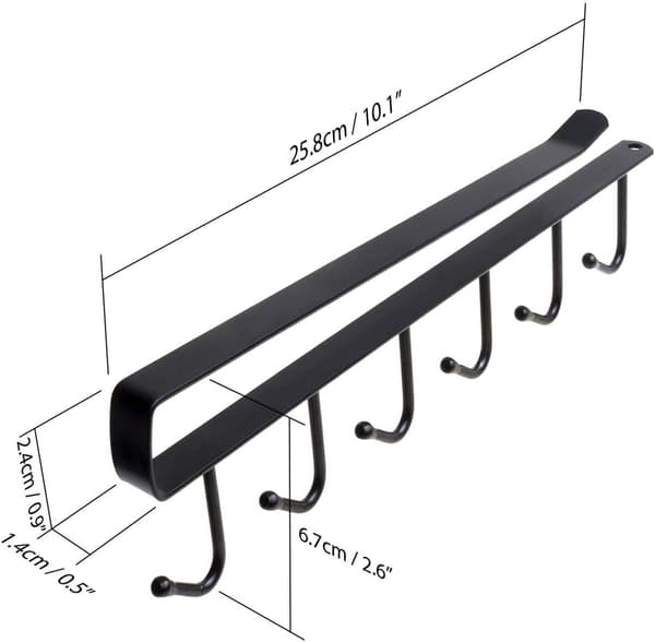 Under-Cabinet Hooks, 2-Pack, Black Heavy Duty Iron, Tool-Free Installation, Self-Adhesive, Heavy Duty, Universal Organizer For Cups, Utensils