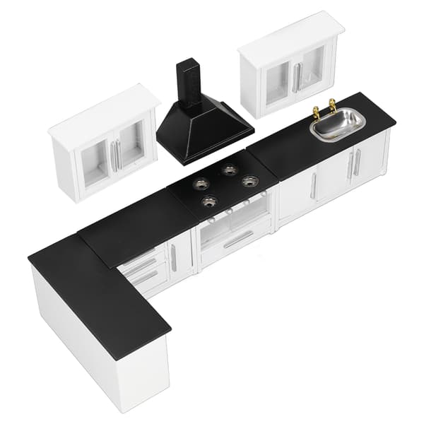 Modernt miniatyrdockskåpsköksskåpsset 1:12 skala livssimulering