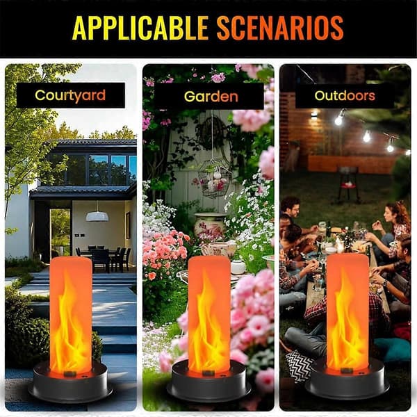 2-pack Replacement Solar Lantern Lights with Flickering Flame, Waterproof Outdoor Solar Lights Parts Lantern Black Svart