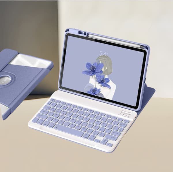 360° Rotating Stand Bluetooth Keyboard + Case for iPad 11 (A16) 2025 & iPad 10 (2022) 10.9 - Lavender