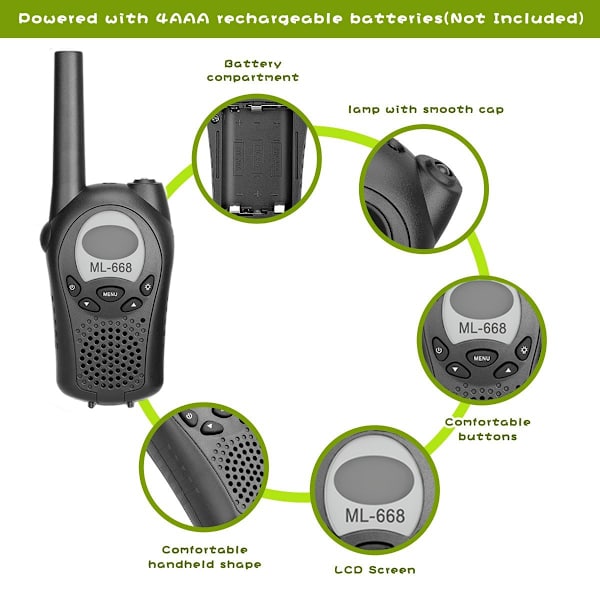 Walkie Talkie til børn ML-668 – 2-pak Sort