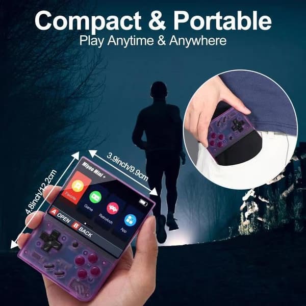 2025 Latest Model Miyoo Mini Plus Handheld Game Console with Hard Case, 3.5-inch IPS Screen Retro Video Game Console, Built-in 128GB