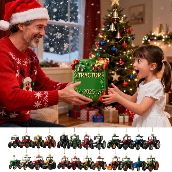 Julekalender nedtælling, 2D Akryl Julevedhæng - 24 dages Traktor Juletræsdekoration Nedtælling - til børn voksne Vinterfestfejring [DB]