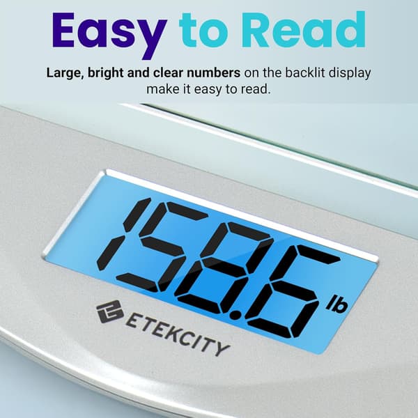 Bathroom Scale for Body Weight, Digital Personal Scale, Accurate & Large LCD Backlit Display, 6mm Tempered Glass, 180kg
