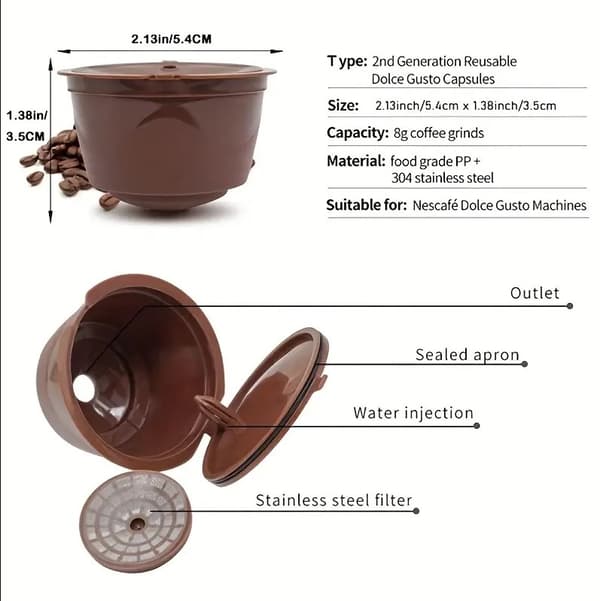 Genanvendeligt kapselkaffefilter til Nescafe Dolce Gusto Refill