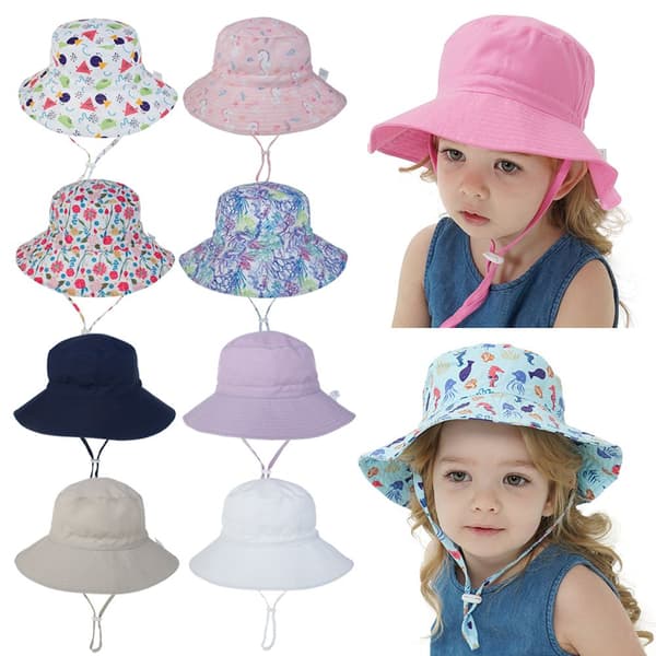 Sommerhat til børn, solhat til udendørs, strandhat, 3-8 år Rose blomster