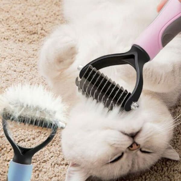 Pet Fur Trimmer Dog Brush Tool Comb Blue L