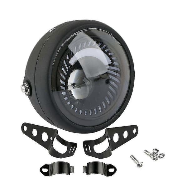 Motorcycle Cafe Racer Bobber 6.5 Inch LED Headlight Spiral White Side Mount Bracket
