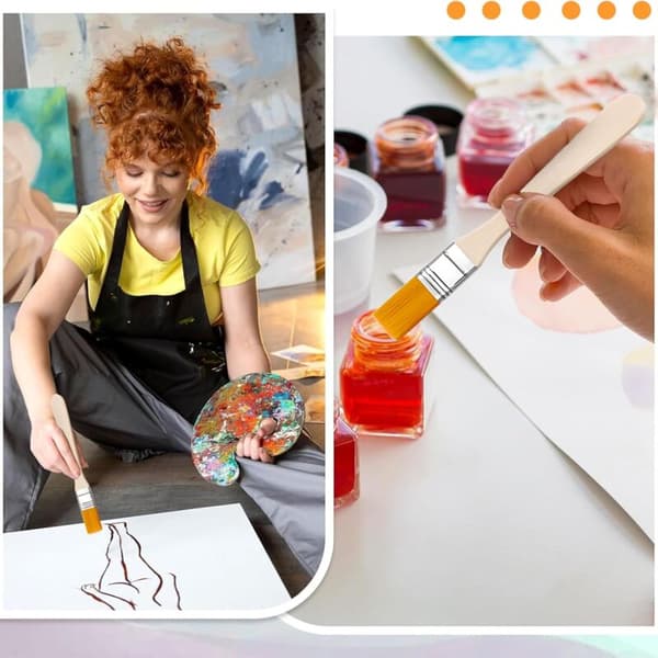 Small Nylon Paint Brushes with Wooden Handle - Durable - For Kids - 20-Pack