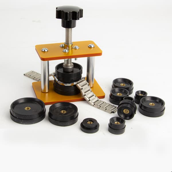Watch Case Closing Tool for Snap-On Cases, Professional Watchmaker Tool with Die Set for Crystal and Case Assembly, Robust Metal Housing