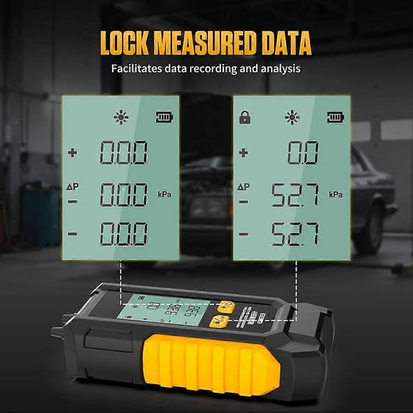 PT503 Manometer Gastrykmåler, HVAC Digital Manometer med område på -100 til 200 KPa, Datalagring