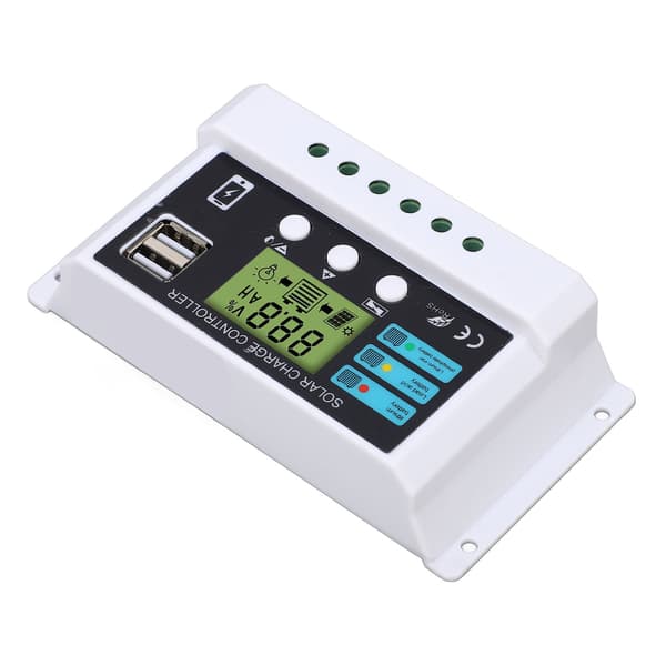 Solar Controller Industrial Chip LCD Display Overload Protection 12V 24V Self-Adapting White 10A