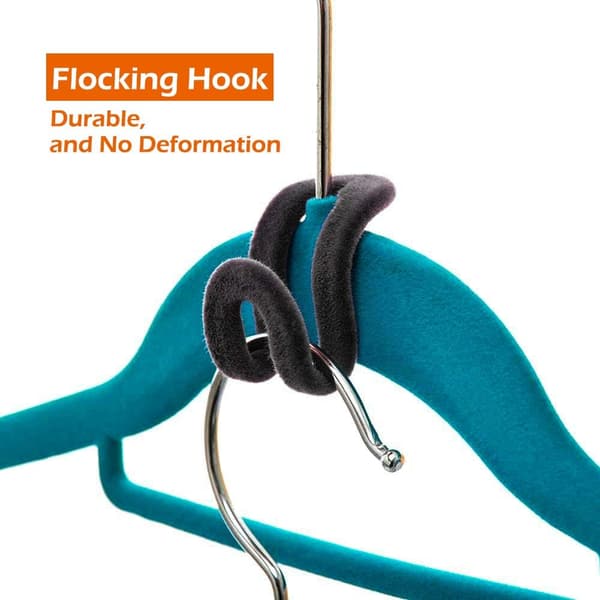 Space-saving Cascade Hooks for Wardrobe Storage, Durable Heavy-Duty Hooks with Strong Load Capacity, Non-slip Velvet-Coated Hangers for