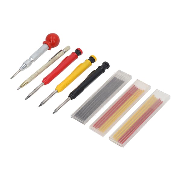 Carpenter Pencil Set Carbide Scriber Pen Refills Center Punch Sharpener Woodworking Tools