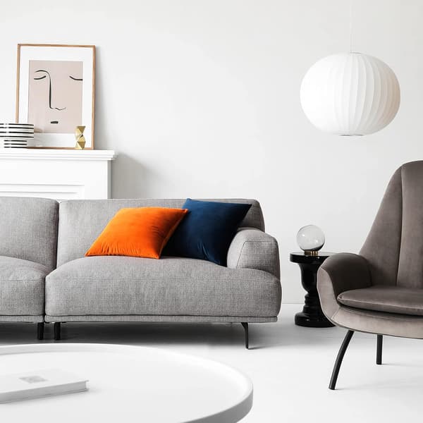 Sæt med 2 hyggelige fløjlsfirkantede pyntepudebetræk til sofa og seng, marineblå, 18 x 18 tommer