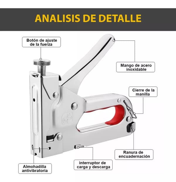 Heavy Duty Staple Gun, Heavy Duty Staple Gun with Ergonomic Design, Rubber Handle, Chrome Plated Construction for Durable Performance in Carpentry and