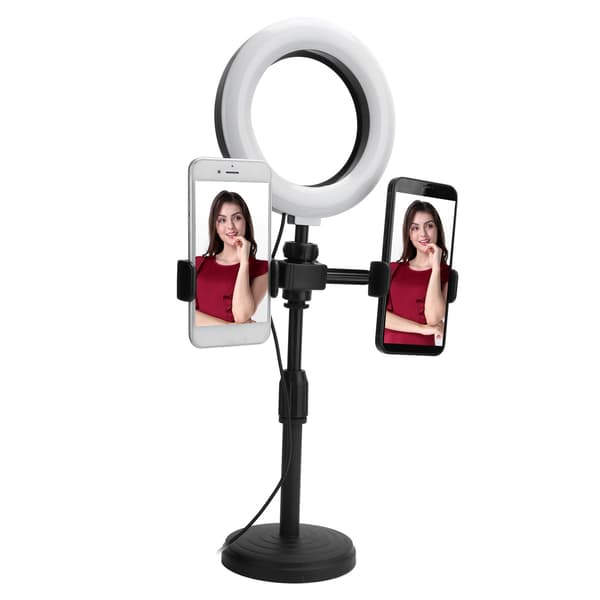 Cell Phone 2pcs Clips Stand with 6-inch LED Ring Light Fill Light Bracket for Livestream